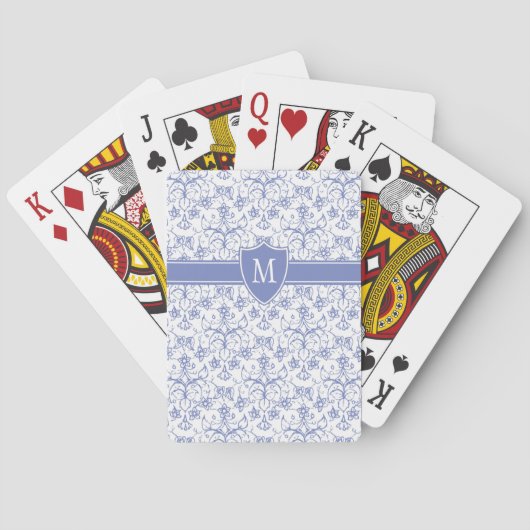 Jeu De Cartes Monogramme personnalisé sur Motif périphérique ble (dos)