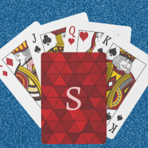 Jeu De Cartes Monogramme personnalisé Triangles rouges modernes
