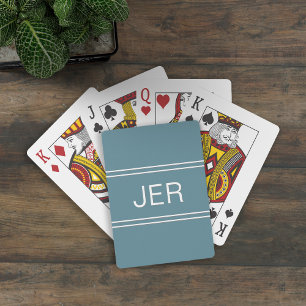 Jeu De Cartes Monogramme personnalisé Turquoise moderne personna