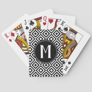 Jeu De Cartes Monogramme Premier Motif géométrique noir et blanc