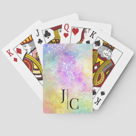 Jeu De Cartes Monogramme professionnel moderne Holo Opal élégant (dos)