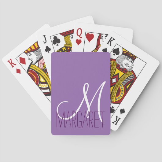 Jeu De Cartes Monogramme Purple Classique Personnalisé (dos)
