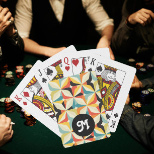 Jeu De Cartes Monogramme Rétro les années 70 Motif géométrique