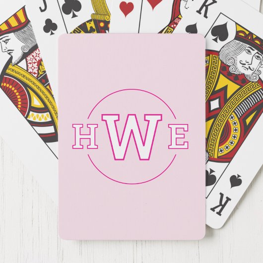Jeu De Cartes Monogramme rose Initiales simples Moderne Girly Re