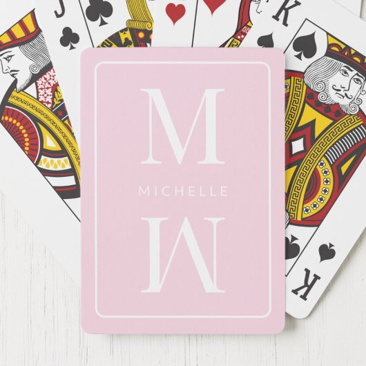 Jeu De Cartes Monogramme rose minuscule Nom initial moderne