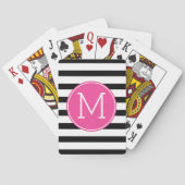 Jeu De Cartes Monogramme rose Motif rayé noir et blanc (dos)