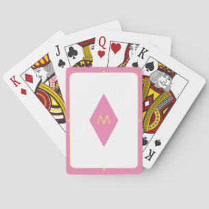 Jeu De Cartes Monogramme rose or Vintage personnalisé