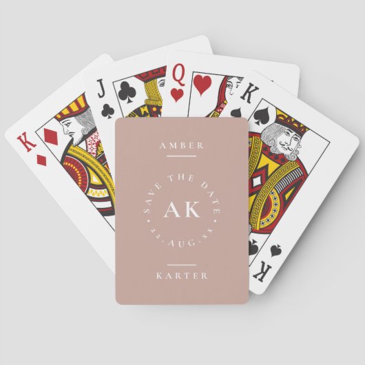 Jeu De Cartes Monogramme rose vif moderne unique Enregistrer la  (dos)