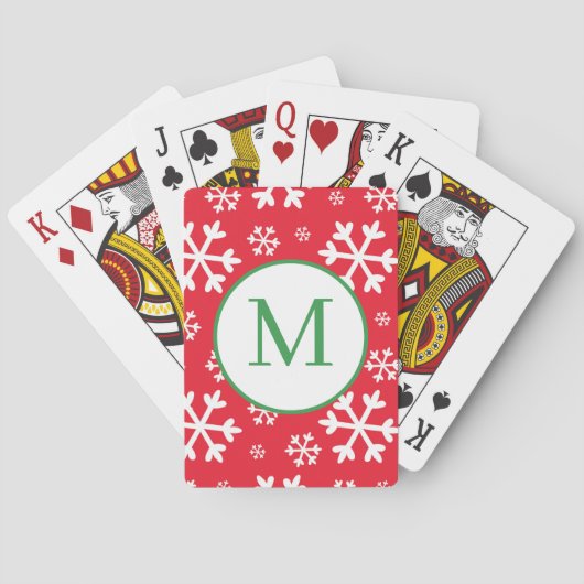 Jeu De Cartes Monogramme rouge et vert de Noël (dos)