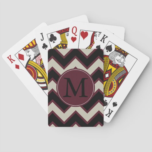 Jeu De Cartes Monogramme rouge noir Chevron (dos)