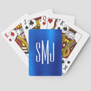 Jeu De Cartes Monogramme Royal Blue Foil à trois lettres