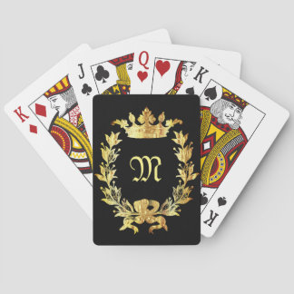 Jeu De Cartes Monogramme royal d'or noir