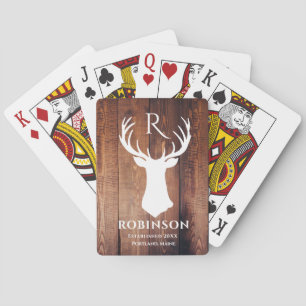 Jeu De Cartes Monogramme Rustique Famille Bois Styled Cerf Antle