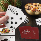 Jeu De Cartes Monogramme Script Tendance Bourgogne Gris Blanc (In Situ)