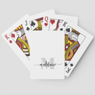 Jeu De Cartes Monogramme Silver Blanc noir personnel