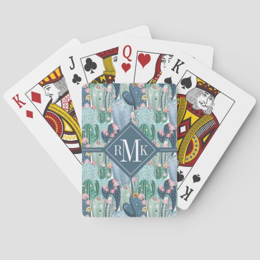 Jeu De Cartes Monogramme | Soft Patel Cactus Motif (dos)