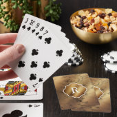 Jeu De Cartes Monogramme sur marbre doré et noir (In Situ)
