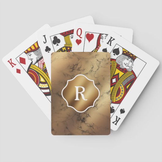 Jeu De Cartes Monogramme sur marbre doré et noir (dos)