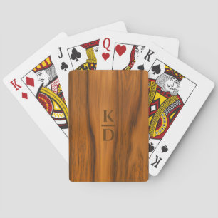 Jeu De Cartes Monogramme sur mesure en bois d'acajou Brown