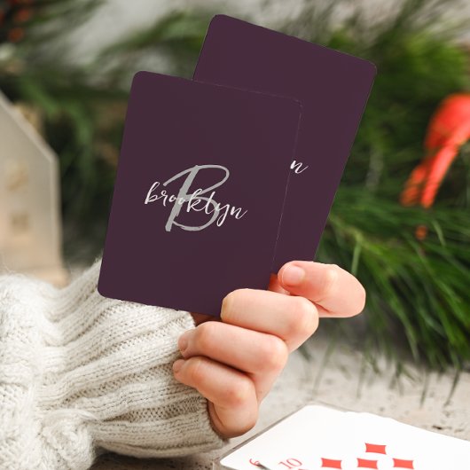 Jeu De Cartes Monogramme tendance violet gris blanc écriture scr