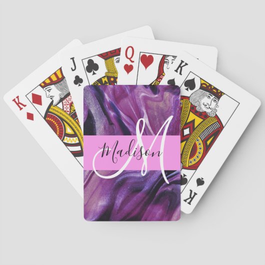 Jeu De Cartes Monogramme Texture Violette Brillante Abstraite Gl (dos)