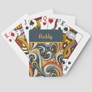 Jeu De Cartes Monogramme Tourbillons Rétro Hip Orange Ténèbres d