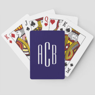 Jeu De Cartes Monogramme trois lettres bleu foncé et blanc