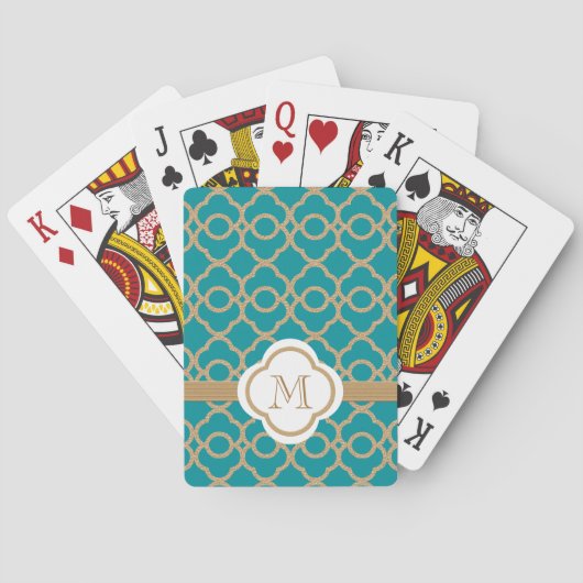 Jeu De Cartes Monogramme Turquoise Gold Marocain (dos)