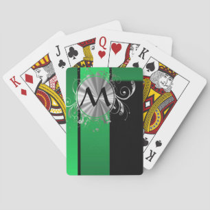 Jeu De Cartes Monogramme vert noir et argent