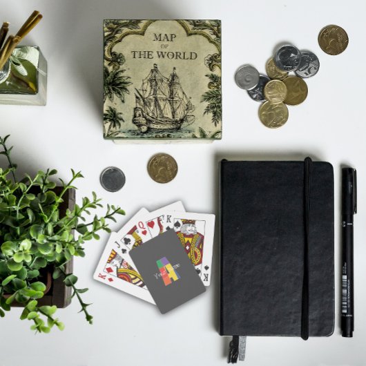 Jeu De Cartes Monogramme vert violet jaune rouge initial gris