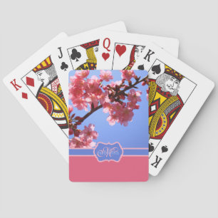 Jeu De Cartes Monogramme Yokohama Sakura Fleurs de cerisiers ros