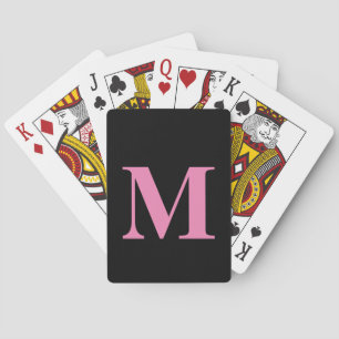 Jeu De Cartes Monogrammes Initiale Nom Rose Noir Féminin Cadeau 