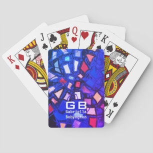 Jeu De Cartes Monographie bleu coloré géométrique rose vif rouge
