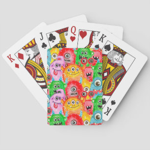 Jeu De Cartes Monstres Drôle, Aquarelle Motif sans couture.