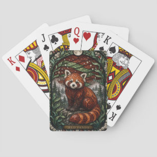 Jeu De Cartes Montagne de Panda roux Forêt Illumina Vitrail