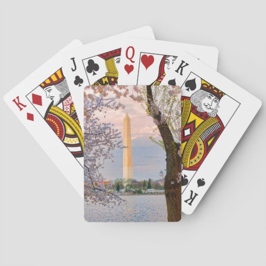 Jeu De Cartes Monument Washington avec fleurs de cerisier (dos)