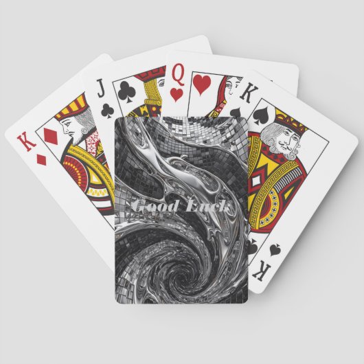 Jeu De Cartes Mosaïque liquide chrome argent (dos)