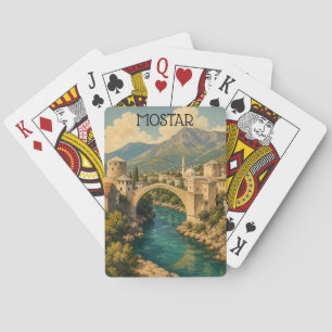 Jeu De Cartes Mostar Bosnie Vieux Pont Stari Voyage Rétro