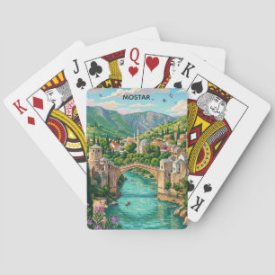 Jeu De Cartes Mostar vintage Bosnie Vieux Pont Stari Balkans