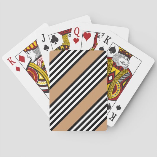 Jeu De Cartes Motif à cinq bandes noir et blanc avec bronzage (dos)