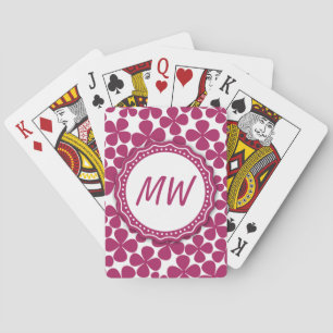 Jeu De Cartes Motif à fleurs Monogram Retro Acai rose et blanc