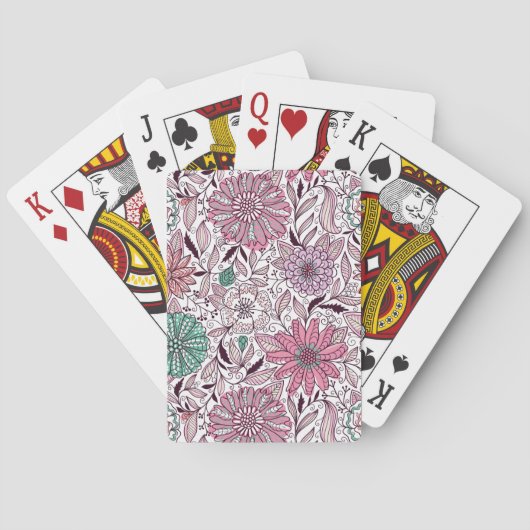 Jeu De Cartes motif à l'arrangement floral (dos)