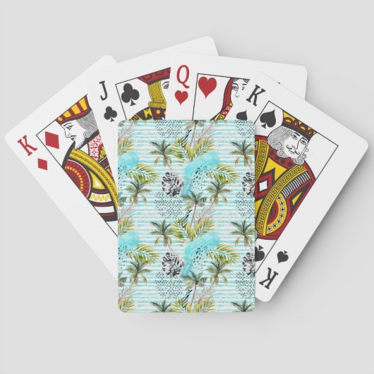 Jeu De Cartes Motif abstrait de palmier d'aquarelle (dos)