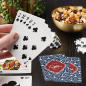 Jeu De Cartes Motif Ancre bleu Monogramme rouge (In Situ)