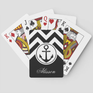 Jeu De Cartes Motif Ancre noir et blanc