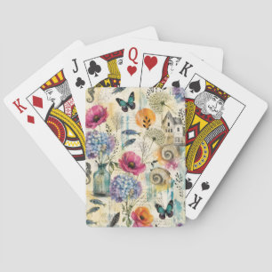 Jeu De Cartes Motif aquarelle botanique côtier coloré