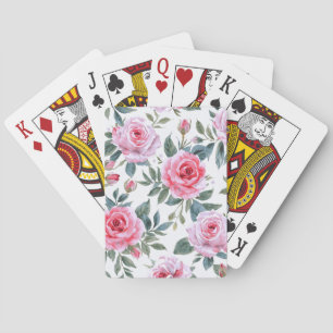 Jeu De Cartes Motif aquarelle cottagecore floral rose rose