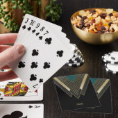 Jeu De Cartes Motif Art déco noir et or avec Monogramme (In Situ)