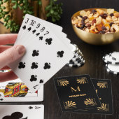Jeu De Cartes Motif Art déco noir et or | Monogramme et nom (In Situ)