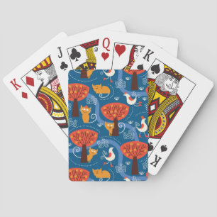 Jeu De Cartes motif avec chats et oiseaux mignons